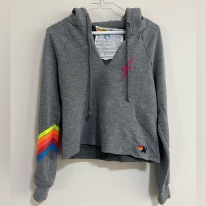 Aviator Nation Cropped Gray Hoodie